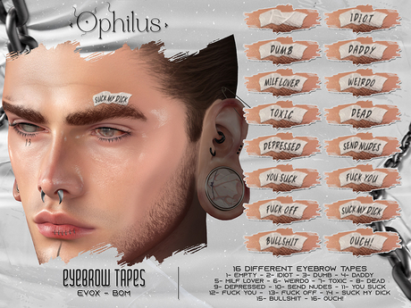 Second Life Marketplace - - Ophilus - Eyebrow Tapes (EvoX - Bom)
